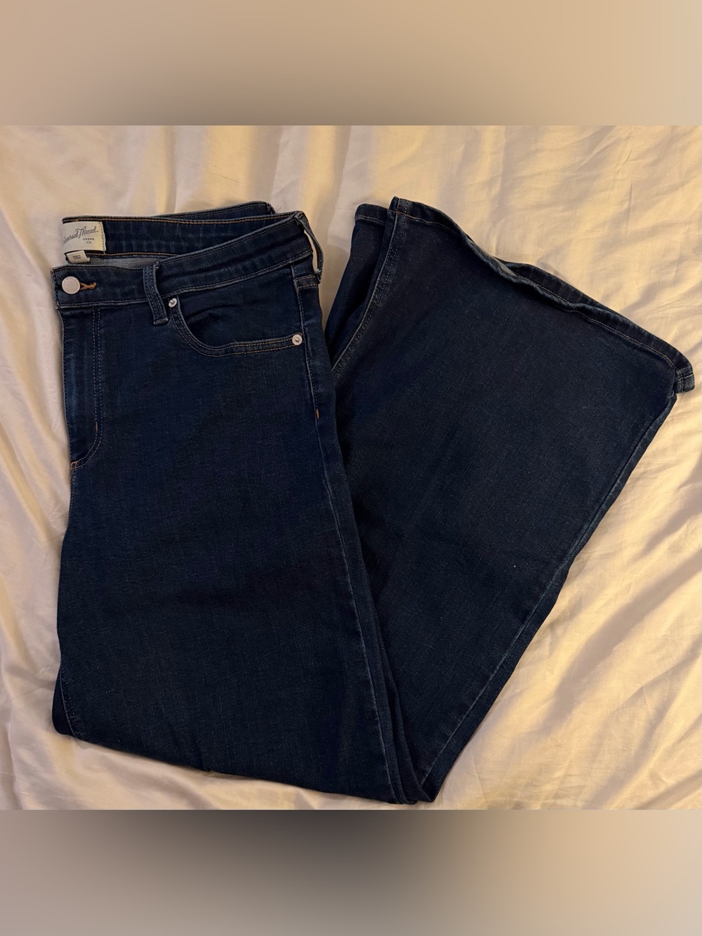 Women's Dark Indigo Flare Jeans - High Rise Wide Leg